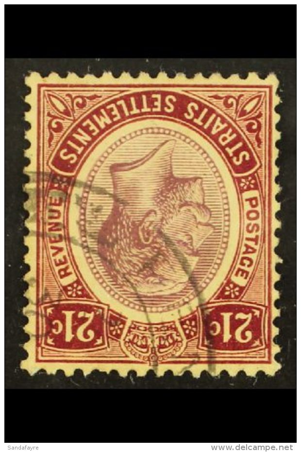 1912-23 NEW DISCOVERY KGV 21c Dull And Bright Purple (SG 204) With Mult Crown CA Watermark INVERTED, Fine Used.... - Straits Settlements