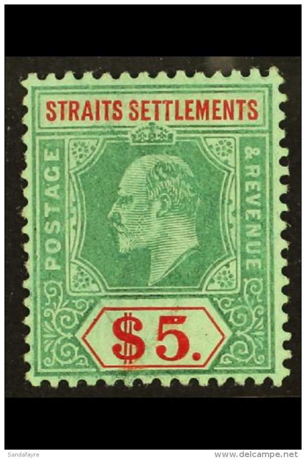 1906-12 $5 Dull Green &amp; Red On Green, Wmk Mult Crown CA, SG 167, Fine Mint. For More Images, Please Visit... - Straits Settlements