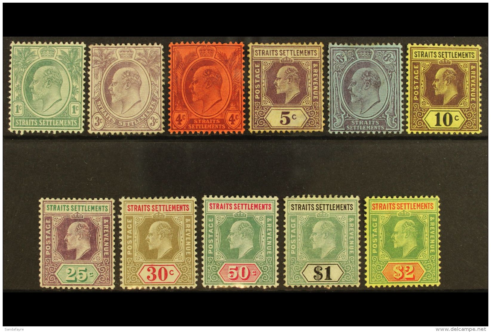 1904-10 KEVII 1c To $2 Wmk Mult Crown CA Complete, SG 127/37, Mint, Faults, Cat.&pound;456 (11). For More Images,... - Straits Settlements