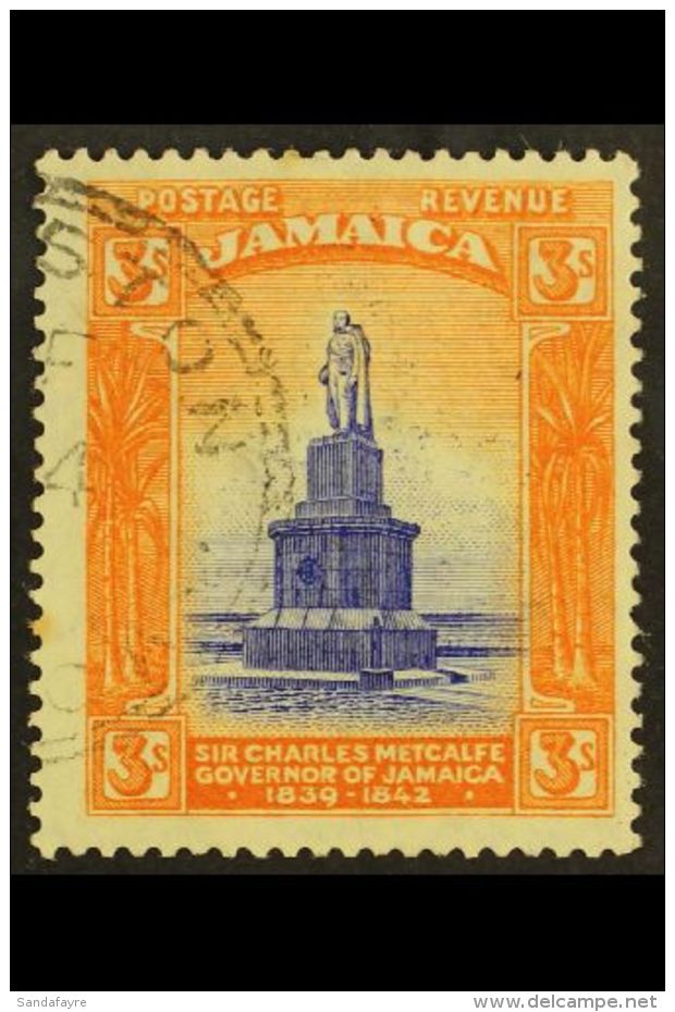1919-21 3s Violet-blue And Orange, Watermark Mult Crown CA, SG 87, Fine Used. For More Images, Please Visit... - Jamaïque (...-1961)