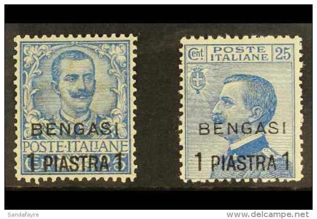 POST OFFICES IN LIBYA BENGHAZI - 1901 1pi On 25c &amp; 1911 1pi On 25c, Sassone 1/2, Very Fine Mint (2). For More... - Andere & Zonder Classificatie