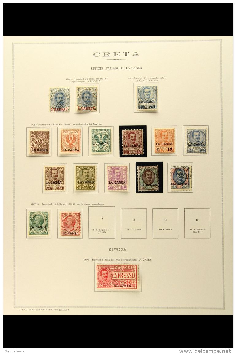 POST OFFICES IN CRETE 1900-07 MINT &amp; USED COLLECTION - On An Album Page, Includes 1900 1pi Mint &amp; Used,... - Andere & Zonder Classificatie