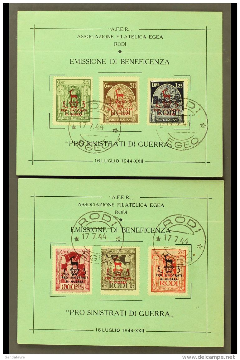 DODECANESE ISLANDS GERMAN OCCUPATION 1944 "Pro Sinistrati Di Guerra" War Victims' Relief Overprints Complete Set... - Andere & Zonder Classificatie