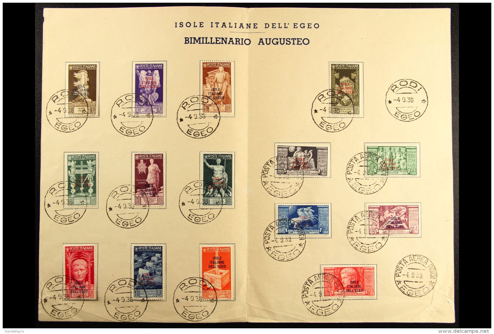 DODECANESE ISLANDS 1938 Augustus Bimillenary Overprints Complete Postage &amp; Air Sets (SG 186/95 &amp; 196/200,... - Sonstige & Ohne Zuordnung