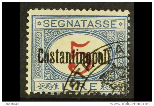 CONSTANTINOPLE POSTAGE DUE 1922 2L Blue And Carmine, Sassone 6 (SG D105), Fine Used, Signed Sorani, E. Diena &amp;... - Autres & Non Classés