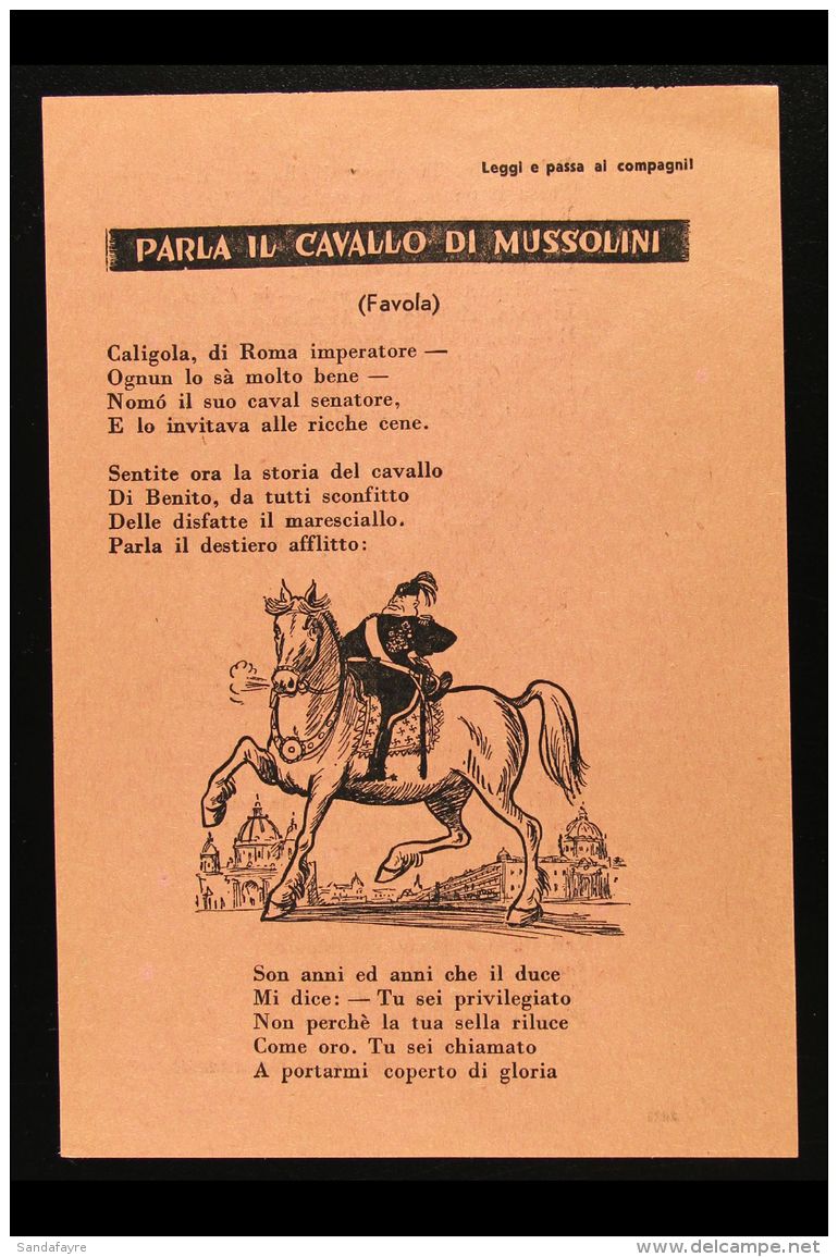 WWII PROPAGANDA LEAFLET 1942 Printed Leaflet Written In Italian Produced By The Russians To Be Distributed Between... - Ohne Zuordnung
