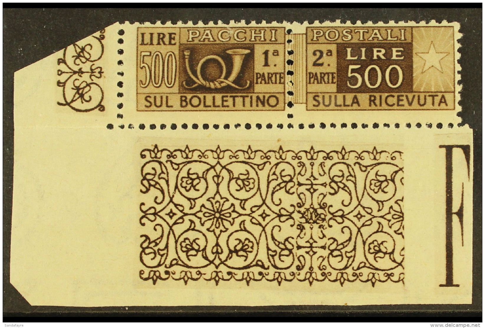 PARCEL POST 1946-51 500L Deep Brown, Watermark Sideways, Sass 80, Never Hinged Mint Horiz Pair With Engraved... - Zonder Classificatie