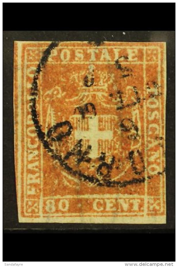 TUSCANY 1860 80c Carnation Red, Provisional Govt, Sass 22, Very Fine Used With Clear To Large Margins All Round... - Non Classés