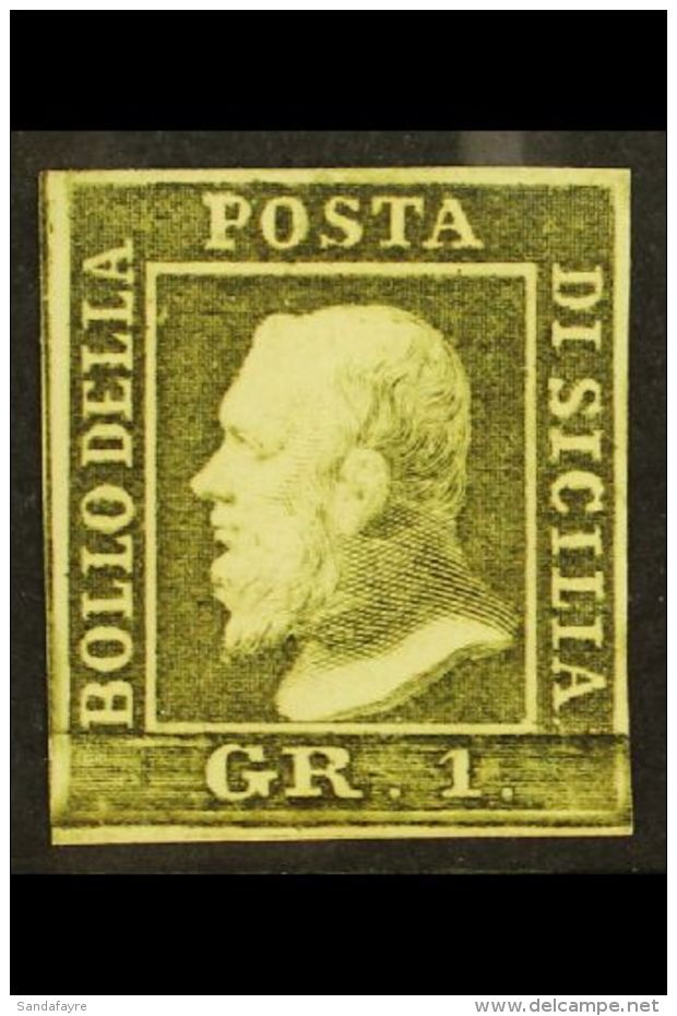 SICILY 1859 1g Deep Olive Green, Plate III, Sass 5c, Very Fine Mint With 4 Neat Margins &amp; Lovely Fresh... - Zonder Classificatie