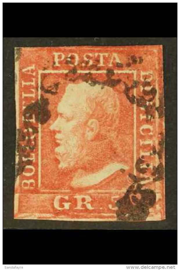 SICILY 1859 5gr Carmine, Sass 9a, Signed As Such By Sorani, Very Fine Used . Cat &euro;1100 (&pound;825) For More... - Zonder Classificatie