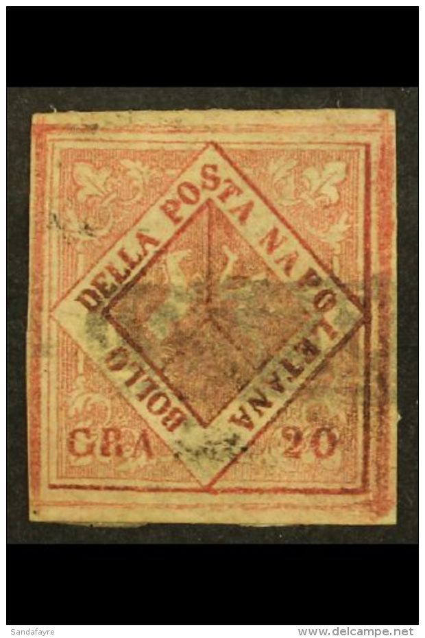 NAPLES 1858 20g Lilac Rose, Sass 12a, Very Fine Used With 4 Large Neat Margins Showing All Outer Frame Lines... - Non Classés