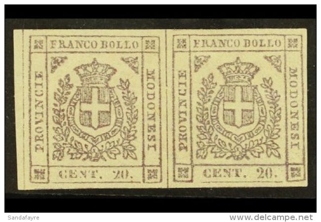 MODENA 1859 20c Lilac Grey Provisional Government, Sass 16, Very Fine Mint Pair With Full Margins. Cat &euro;300... - Non Classés