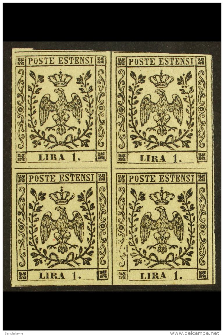 MODENA 1853 1L White, Sassone 11, Superb Mint BLOCK OF FOUR, Fresh With 4 Margins, Lower Pair Never Hinged. A... - Zonder Classificatie