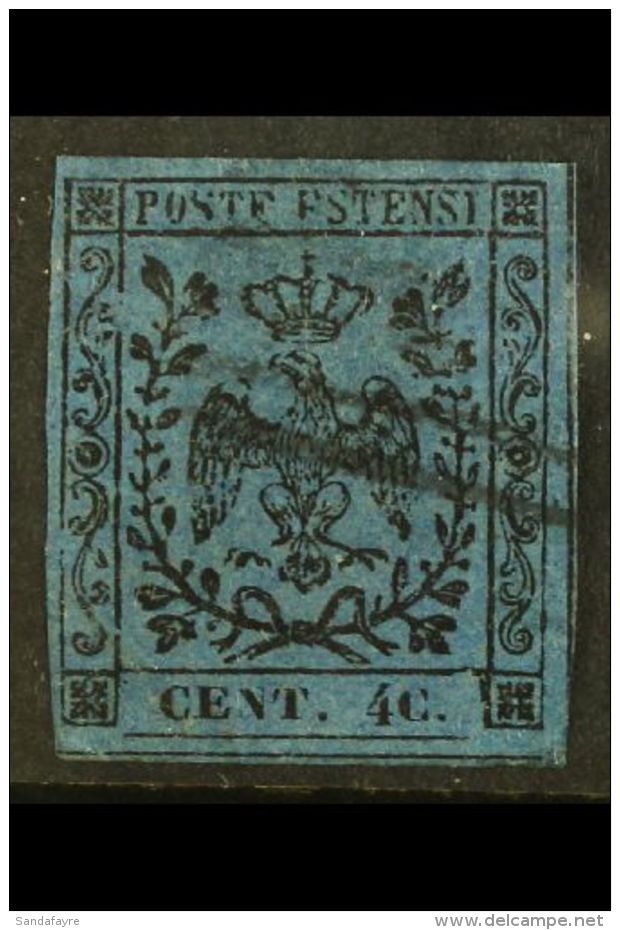 MODENA 1852 40c Black On Blue, Variety "4c", Sass 10g, Fine Used But With Hinge Thin. Rare Stamp, Cat Sass... - Zonder Classificatie