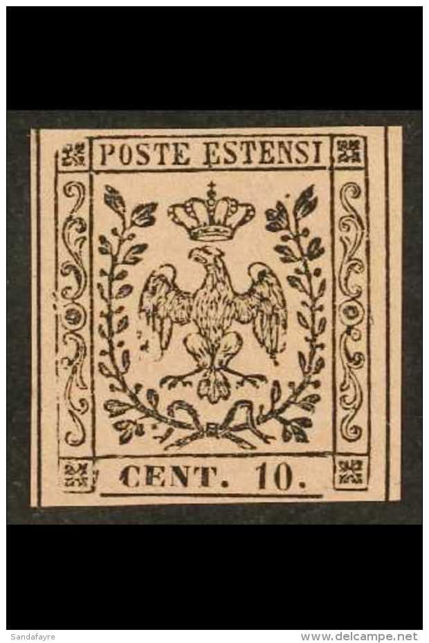 MODENA 1852 10c Black On Rose 'with Stop', Sassone 9, Very Fine Mint With 4 Good / Huge Neat Margins (complete... - Non Classés