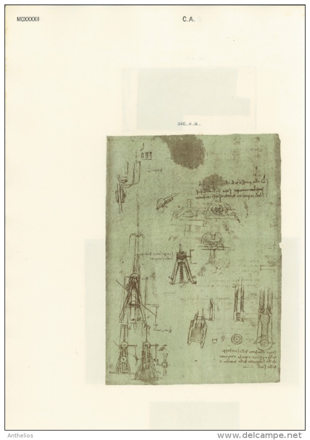 Codice Atlantico - Eliotipia - Stampa Originale Del 1894-1904 - Altri & Non Classificati