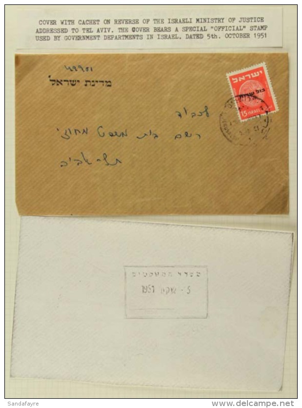 1951-1979 COVER ASSORTMENT Written-up Leaves Including 1951 Official; Knesset Mail; Unnamed Registration... - Andere & Zonder Classificatie