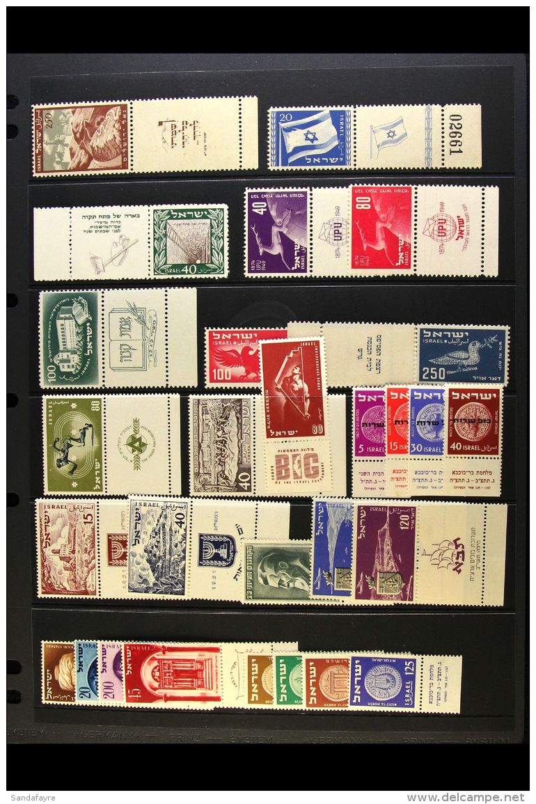 1949-55 Mint Never Hinged Range Of Issues With Tabs, Incl. 1949 Jerusalem, National Flag, Petach Tikva, 1950 UPU,... - Andere & Zonder Classificatie
