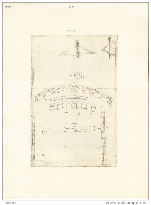 Codice Atlantico - Eliotipia - Stampa Originale Del 1894-1904 - Altri & Non Classificati