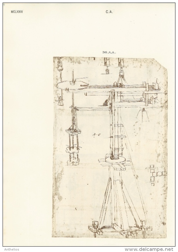 Codice Atlantico - Eliotipia - Stampa Originale Del 1894-1904 - Altri & Non Classificati