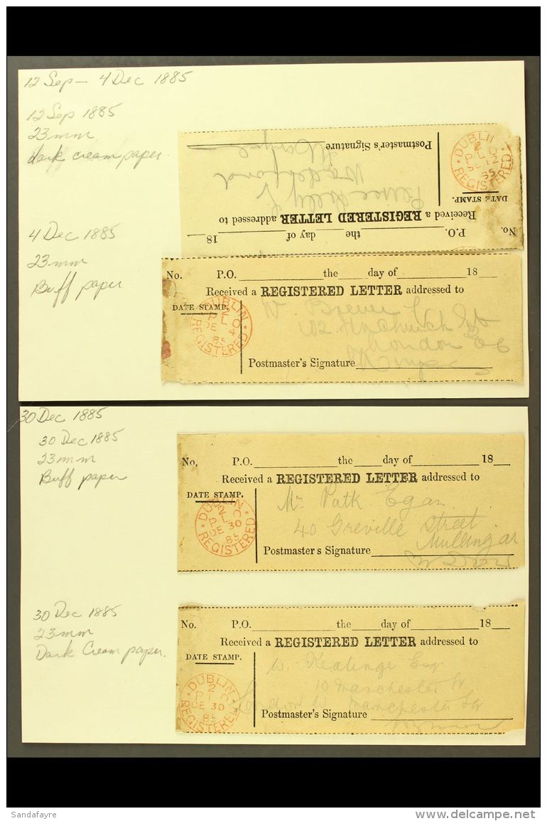 REGISTERED LETTER RECEIPTS 1879-95 A Group Of Receipts For Registered Letters Each With Red Dublin / Registered... - Autres & Non Classés