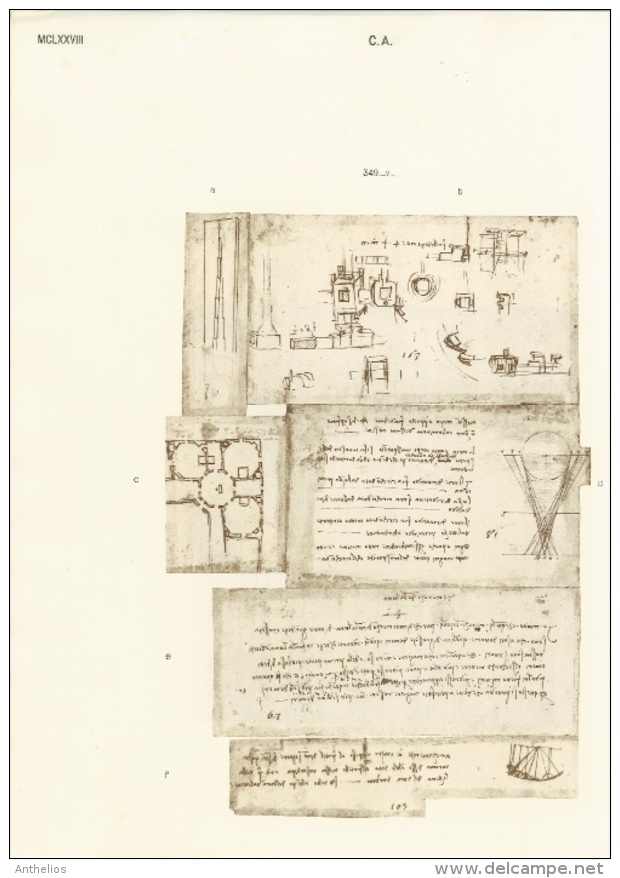 Codice Atlantico - Eliotipia - Stampa Originale Del 1894-1904 - Altri & Non Classificati