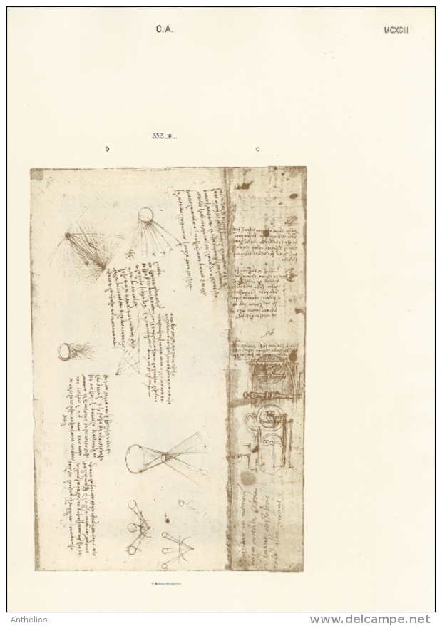 Codice Atlantico - Eliotipia - Stampa Originale Del 1894-1904 - Altri & Non Classificati