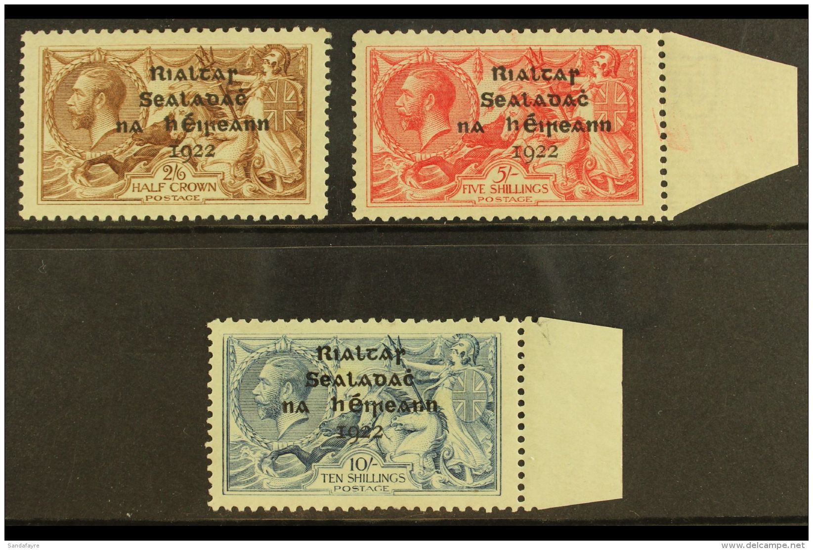 1922 Seahorses With Dollard Overprints Complete Set, SG 17/21, Fine Mint, 5s On 'pseudo-laid' Paper, 10s A Few... - Autres & Non Classés