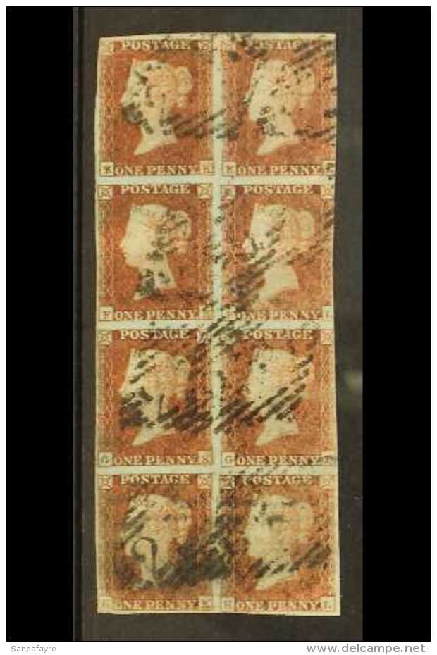 1841 1d Red- Brown Imperf BLOCK OF EIGHT (2 X 4) Used By Indistinct Irish Diamond Numeral Cancellations, Mixed... - Altri & Non Classificati