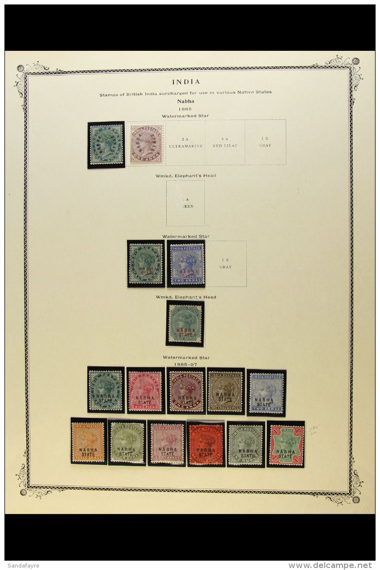 NABHA 1885-1945 ATTRACTIVE MINT All Different Collection, Mostly Fine Condition. Note 1885 Curved Overprint... - Andere & Zonder Classificatie