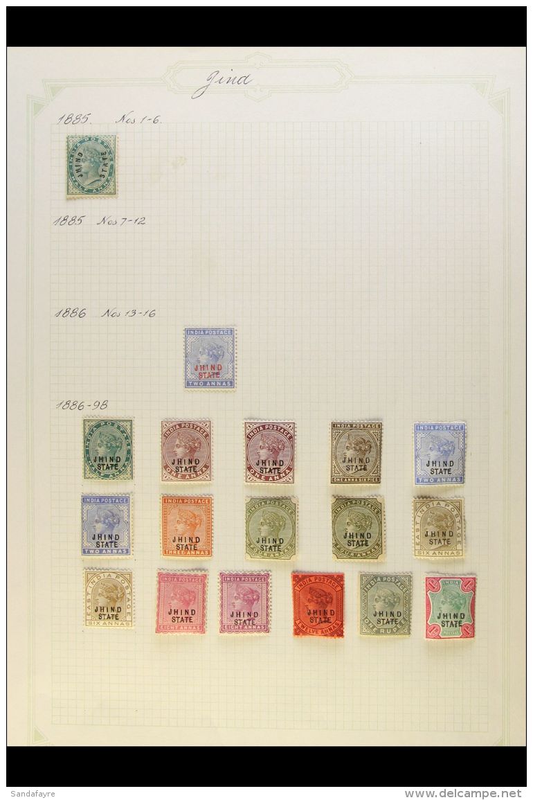 JIND 1885-1943 ATTRACTIVE MINT COLLECTION Written Up On Album Pages. Note 1886 2a With Red Overprint; 1886-99... - Andere & Zonder Classificatie