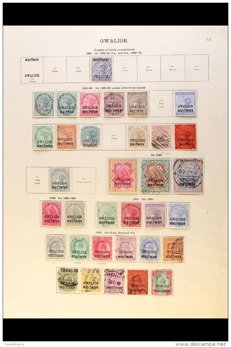 GWALIOR 1885-1935 ALL DIFFERENT COLLECTION On A Two-sided Page, Mint &amp; Used, Inc 1885-97 2a Opt Type 1 Used,... - Andere & Zonder Classificatie