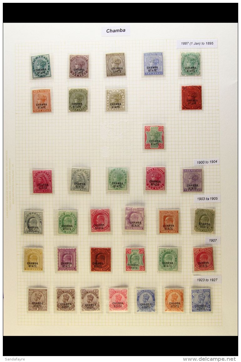 CHAMBA 1887-1942 FINE MINT COLLECTION In Hingeless Mounts On Leaves, All Different, Inc 1887-95 Most Vals To 1r... - Andere & Zonder Classificatie