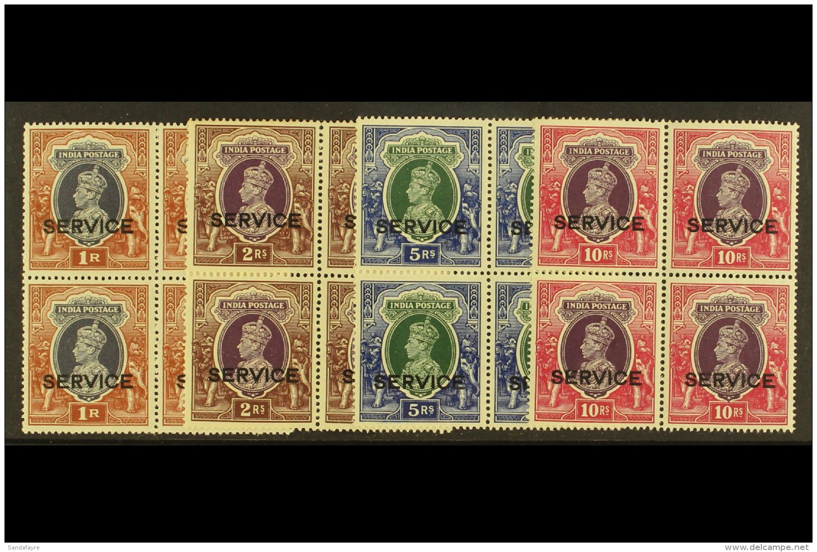 OFFICIALS 1937-39 King George VI 1r, 2r, 5r, 10r With "SERVICE" Overprints, SG O138/O141, Each As Never Hinged... - Autres & Non Classés