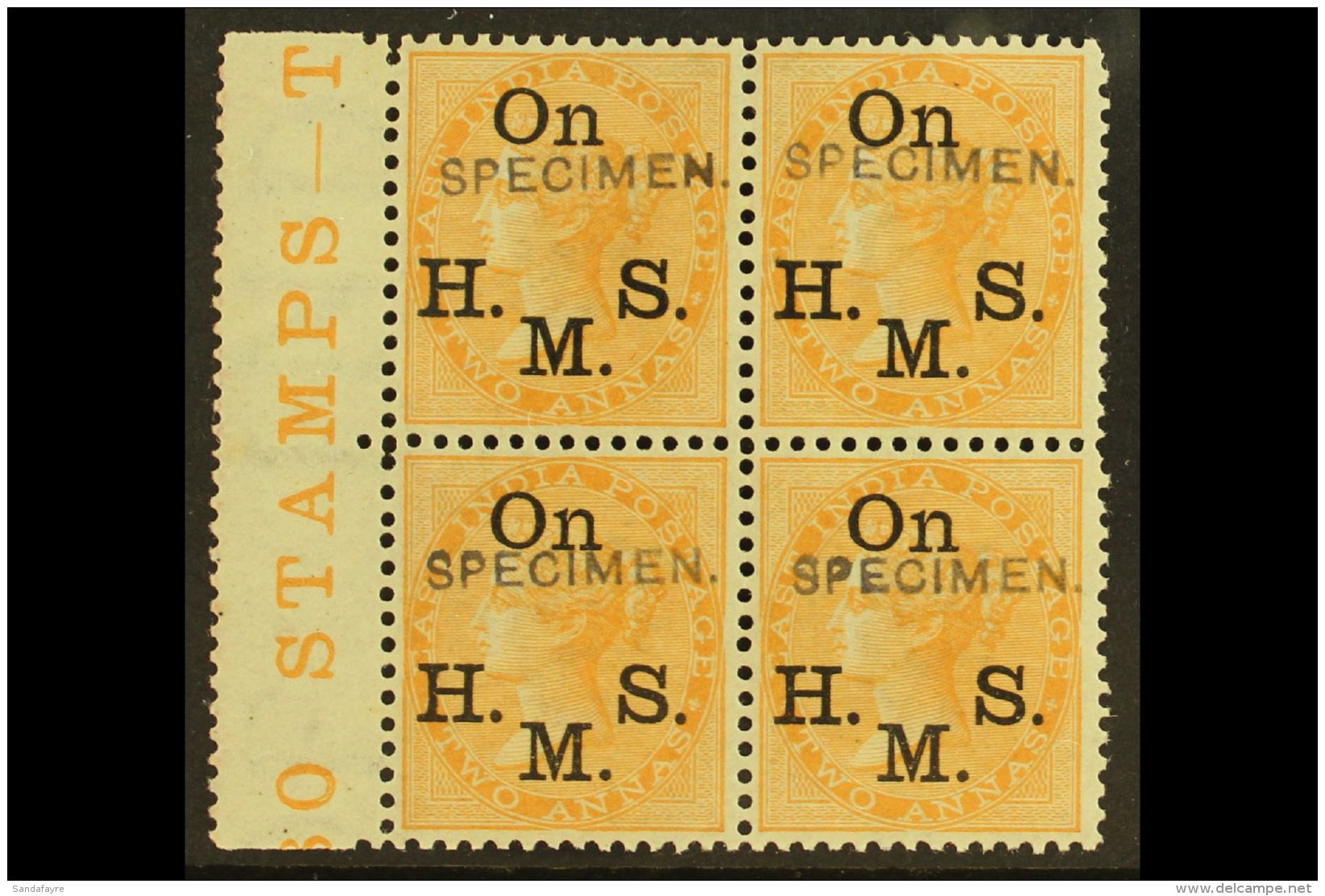 OFFICIAL 1874-82 2a Orange With "On H. M. S." Overprint And With Additional "SPECIMEN" Handstamp, SG O33as, A Fine... - Andere & Zonder Classificatie