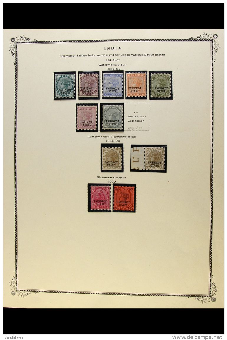 FARIDKOT 1887-1900 Mint Collection. With 1887-1900 Basic Set To 1R Slate; Plus Official Range To 1R Slate; Good To... - Andere & Zonder Classificatie