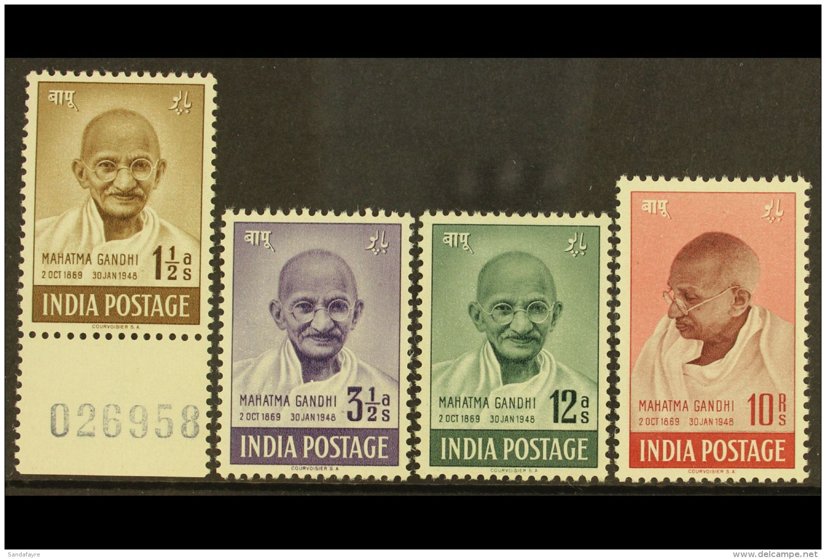 1948 Gandhi Complete Set, SG 305/08, Very Fine Mint, Very Fresh. (4 Stamps) For More Images, Please Visit... - Andere & Zonder Classificatie