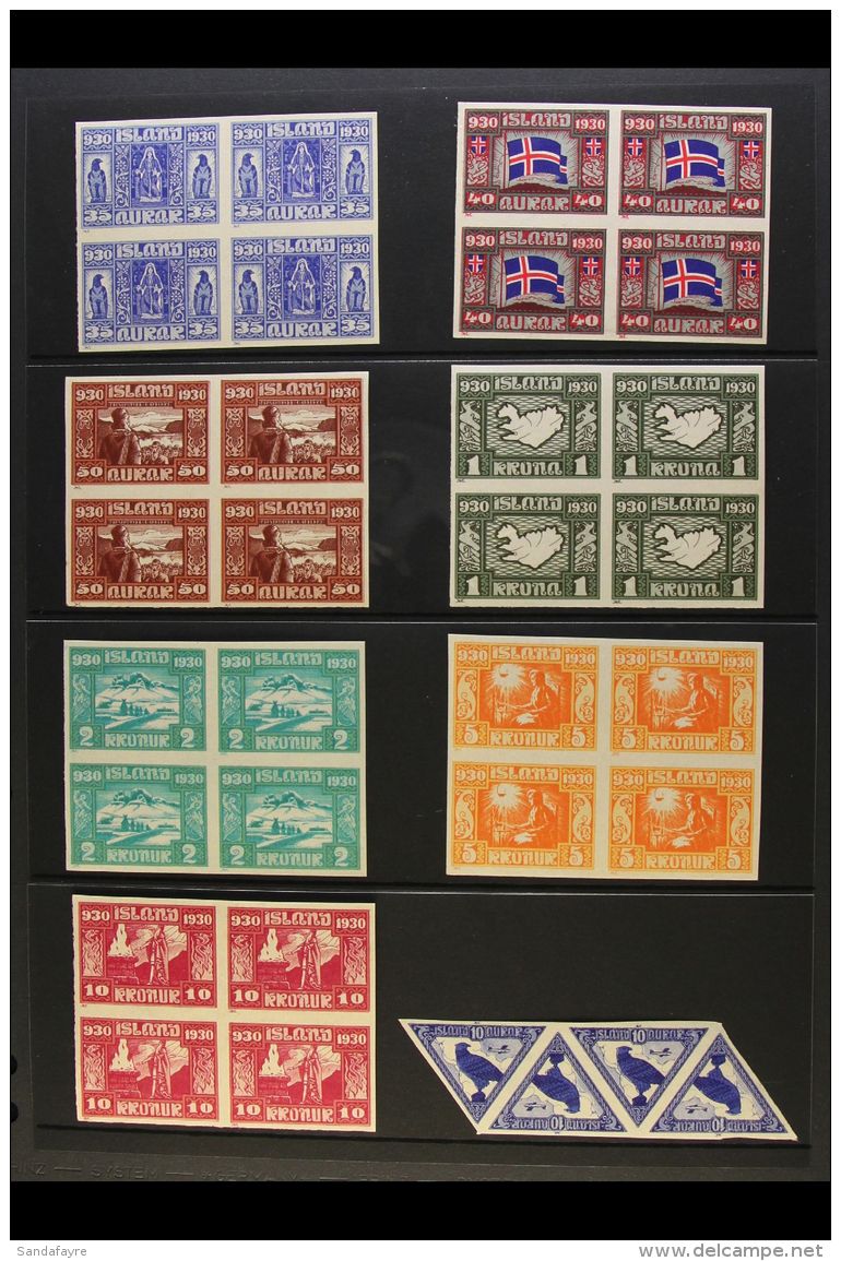 1930 Parliamentary Millenary Celebration Complete Set, Facit 173/188, As IMPERF BLOCKS OF FOUR On Gummed Paper,... - Autres & Non Classés