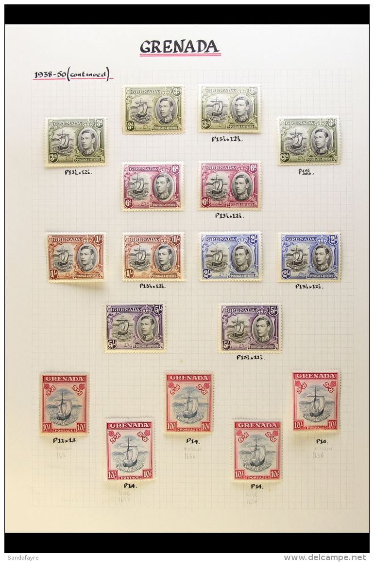 1937-1951 KGVI VERY FINE MINT Collection Nicely Written Up On Album Pages. A Complete Basic Run (SG 149/190), Plus... - Grenada (...-1974)