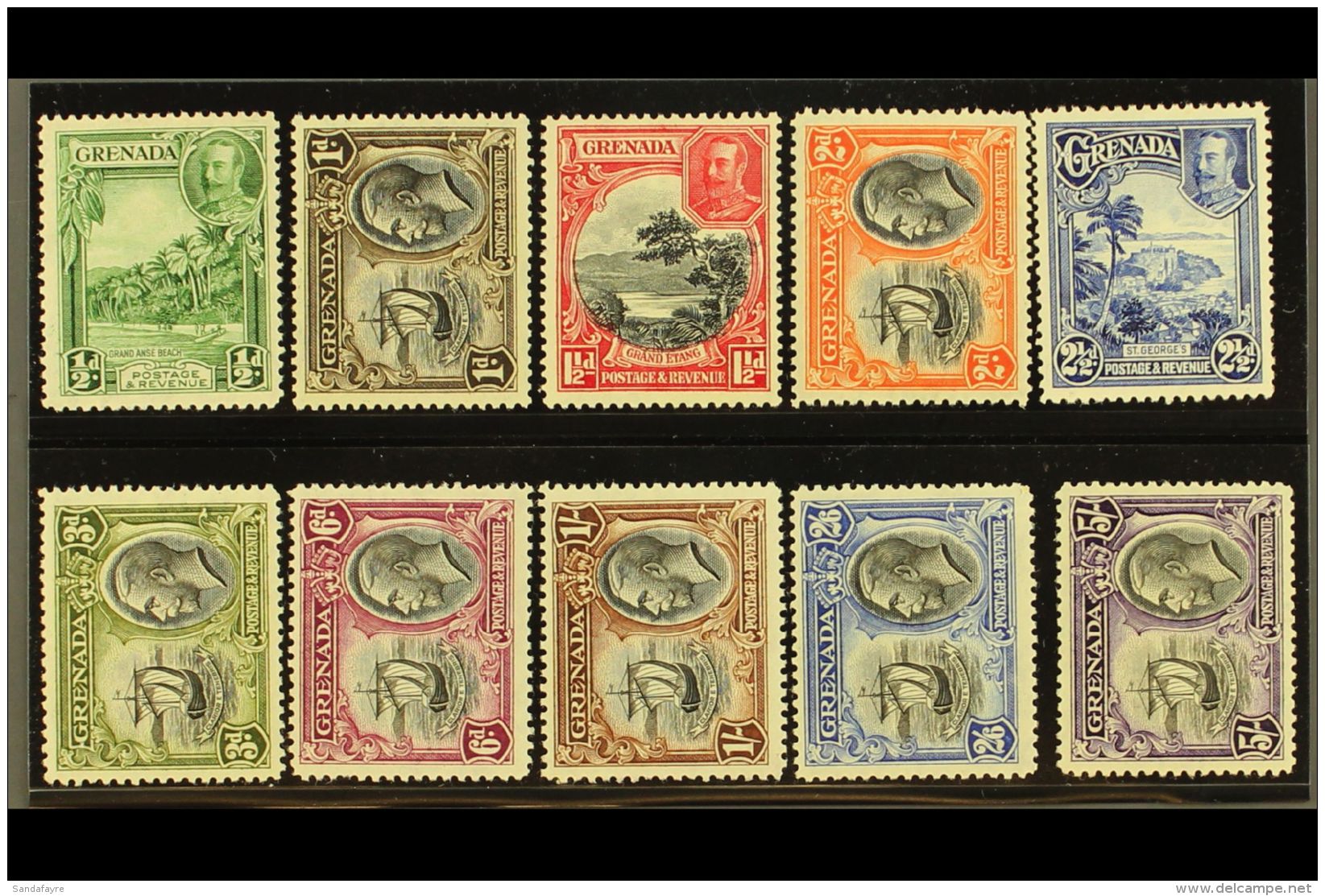 1934-36 Pictorials Complete Set, SG 135/44, Fine Mint, Fresh. (10 Stamps) For More Images, Please Visit... - Grenade (...-1974)