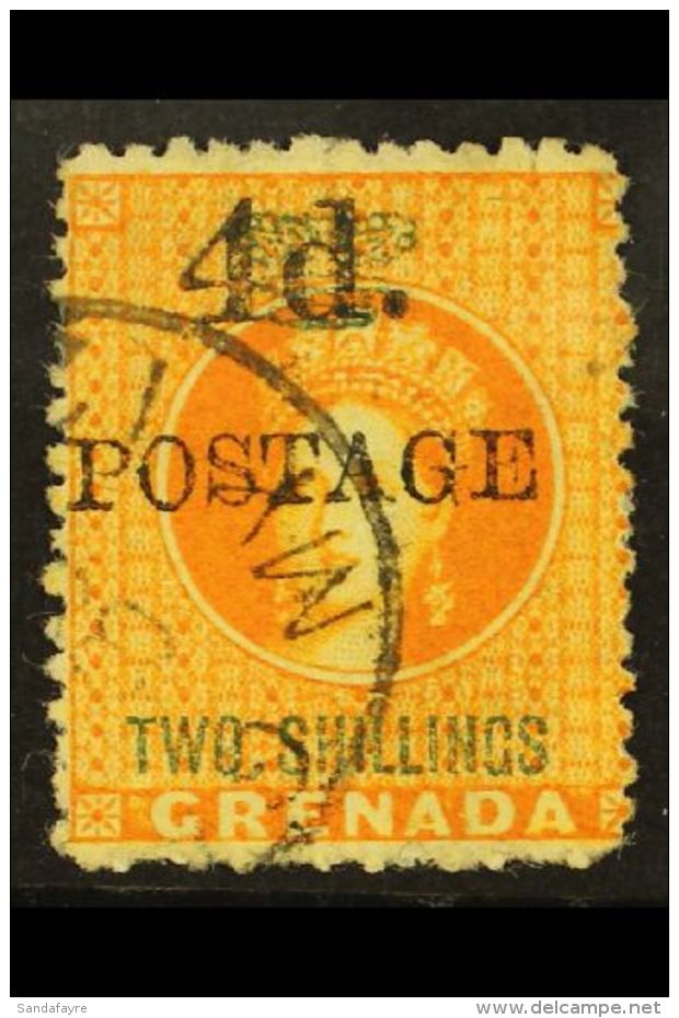1888 4d On 2s Orange, Variety "upright D", SG 41, Very Fine Used, Short Perf Bottom Right. RPS Certificate. For... - Grenade (...-1974)