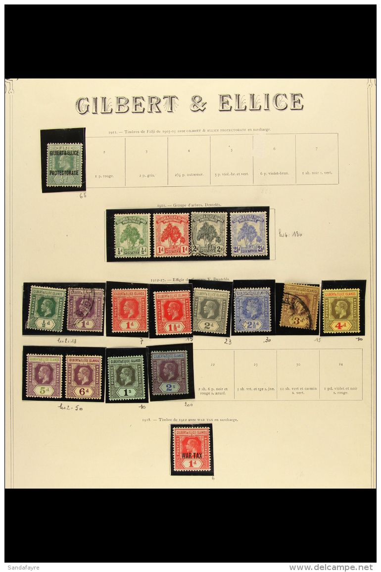 1911-74 MINT &amp; USED COLLECTION. Inc 1911 KEVII Opt'd &frac12;d Mint &amp; Pine Set, 1912-24 Mostly Mint Set To... - Gilbert- En Ellice-eilanden (...-1979)