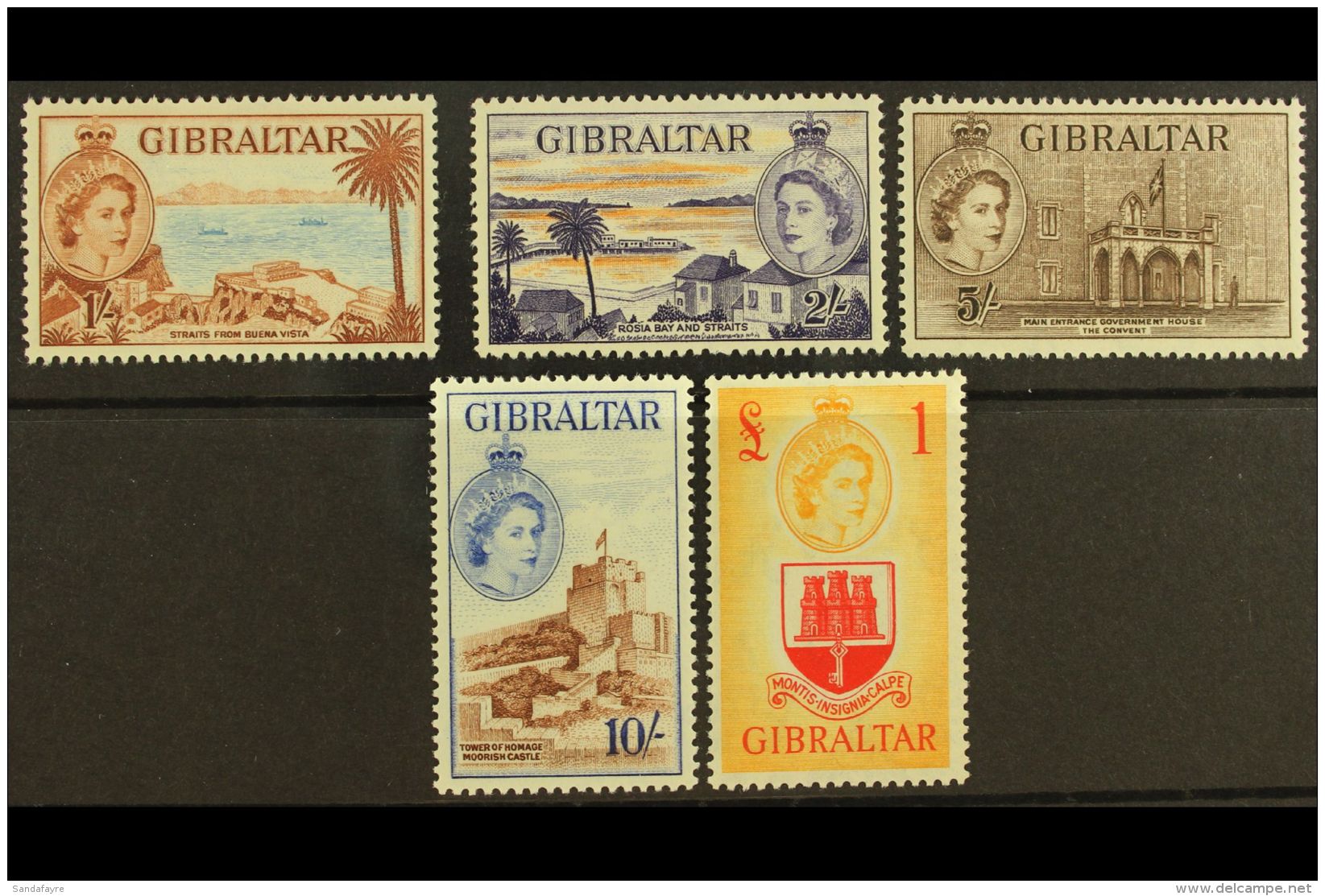 1953-59 High Value Pictorial Set 1s To &pound;1, SG 154/58, Very Fine Mint (5 Stamps) For More Images, Please... - Gibraltar