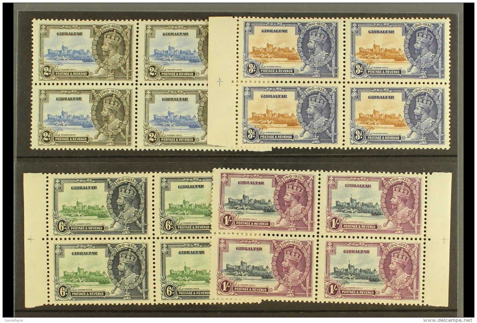 1935 Silver Jubilee Complete Set, SG 114/117, As Never Hinged Mint BLOCKS OF FOUR. (4 Blocks, 16 Stamps) For More... - Gibraltar
