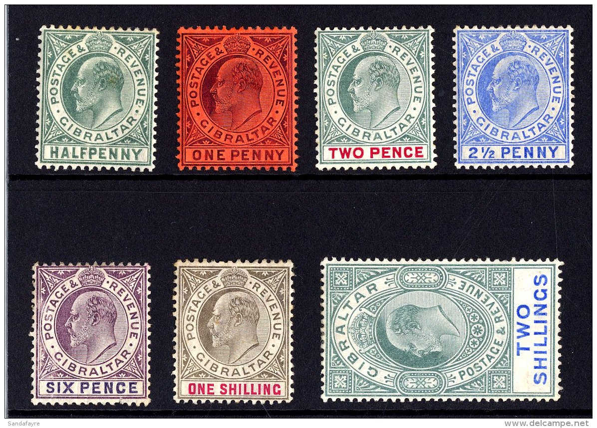 1904-08 Wmk Mult Crown CA Set Complete To 2s, SG 56/62, Very Fine Mint (1s Val With Thin Patch) 7 Stamps. For More... - Gibraltar