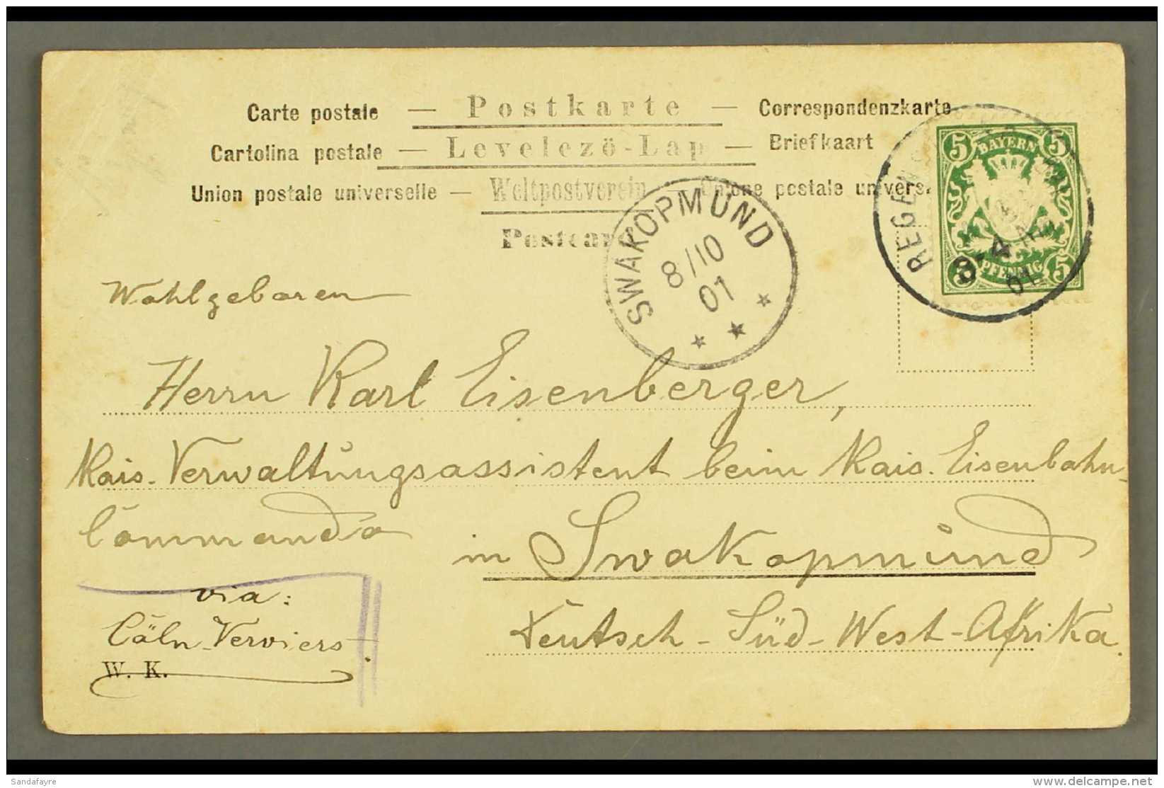 SOUTH WEST AFRICA 1901 (8 Oct) Incoming Ppc From Germany Addressed To A Member Of The "Eisenbahn - Commando" In... - Autres & Non Classés