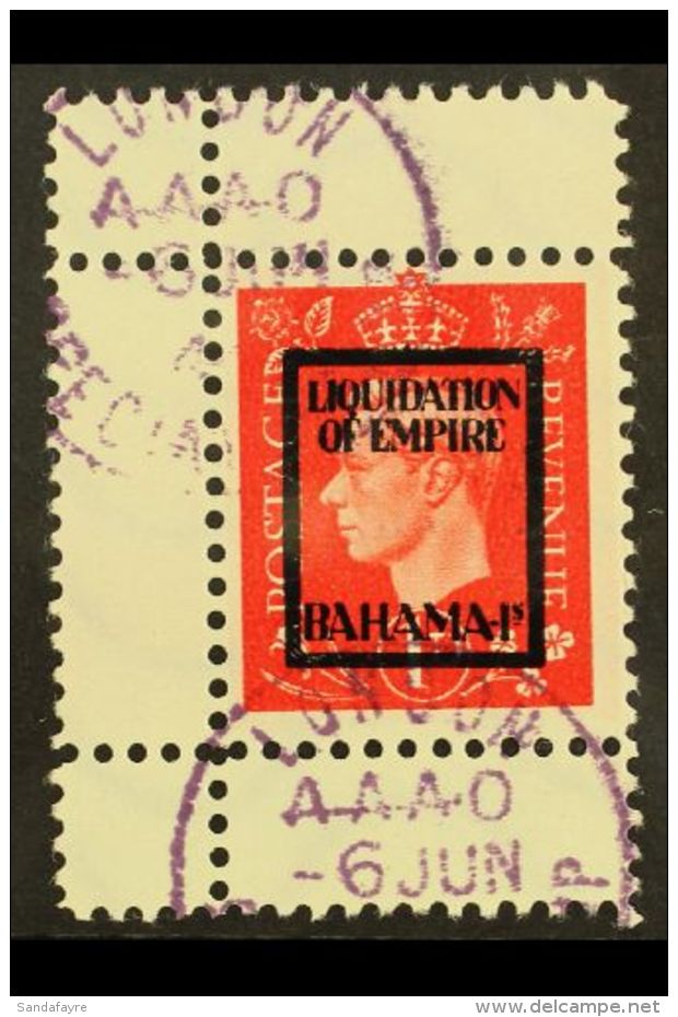 WWII PROPAGANDA FORGERY. BAHAMAS 1944 Anti-British Propaganda Forgery Of The 1937 1d KGVI Type With "LIQUIDATION... - Andere & Zonder Classificatie