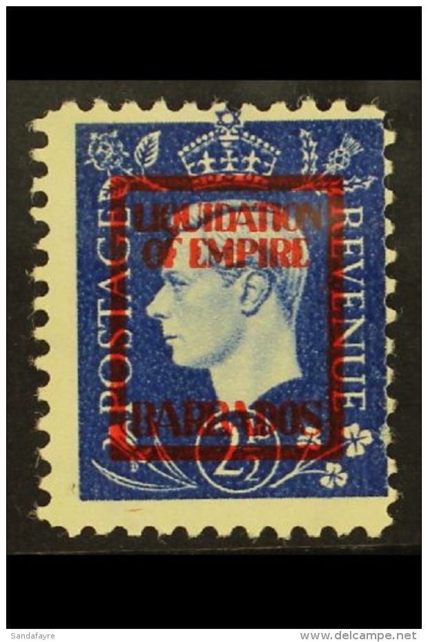 WWII PROPAGANDA FORGERY. BARBADOS 1944 Anti-British Propaganda Forgery Of The 1937 2&frac12;d KGVI Type With... - Andere & Zonder Classificatie