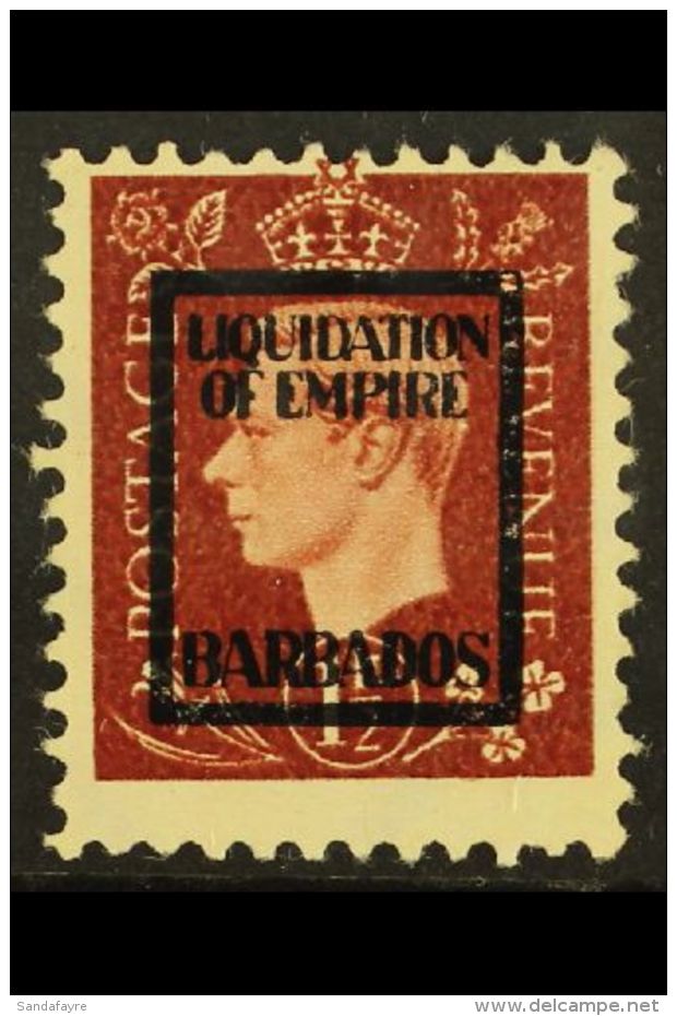 WWII PROPAGANDA FORGERY. BARBADOS 1944 Anti-British Propaganda Forgery Of The 1937 1&frac12;d KGVI Type With... - Andere & Zonder Classificatie