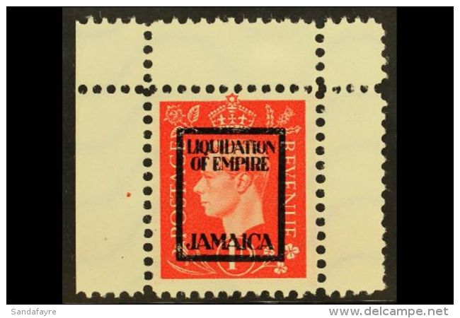 WWII PROPAGANDA FORGERY. JAMAICA 1944 Anti-British Propaganda Forgery Of The 1937 1d KGVI Type With "LIQUIDATION... - Andere & Zonder Classificatie